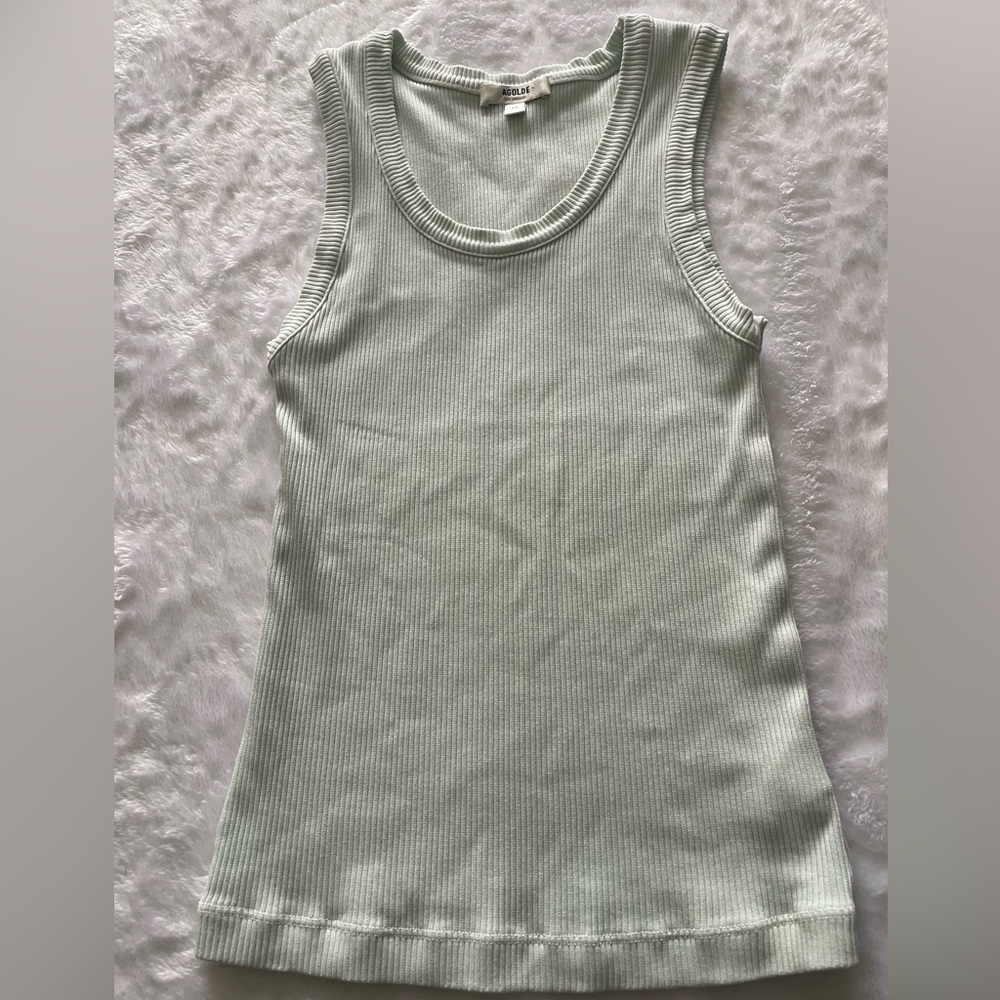 AGOLDE Poppy ribbed tank Sz XS light pastel mint green Athleisure gym